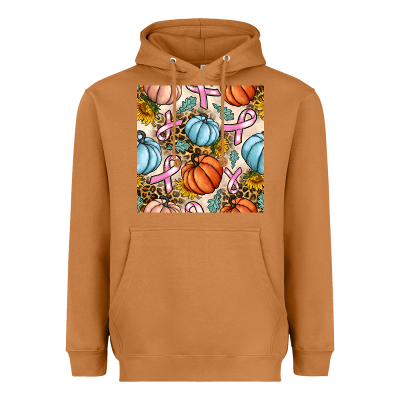 Breast Cancer Awareness With Pumpkin And Leopard Seamless Pattern Heavyweight Hoodie by BundleAndBundleShop | Teevron