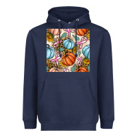 Navy breast cancer awareness with pumpkin and leopard seamless pattern Heavyweight Hoodie - BundleAndBundleShop