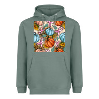 Sage breast cancer awareness with pumpkin and leopard seamless pattern Heavyweight Hoodie - BundleAndBundleShop