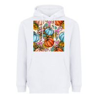 White breast cancer awareness with pumpkin and leopard seamless pattern Heavyweight Hoodie - BundleAndBundleShop
