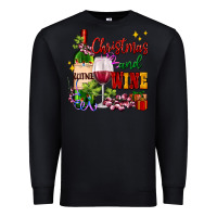 Black Christmas and wine Premium Sweatshirt - AdoDesignShop