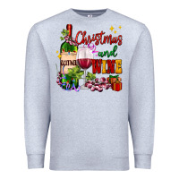 Heather Grey Christmas and wine Premium Sweatshirt - AdoDesignShop