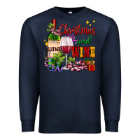 Navy Christmas and wine Premium Sweatshirt - AdoDesignShop