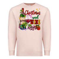Pale Pink Christmas and wine Premium Sweatshirt - AdoDesignShop