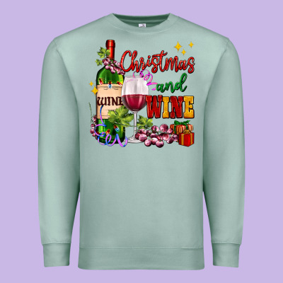 Christmas And Wine Premium Sweatshirt Designed By Adodesignshop