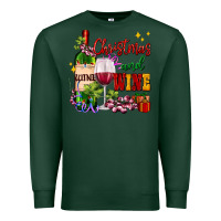 Sports Green Christmas and wine Premium Sweatshirt - AdoDesignShop