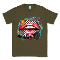 Army Green race lips Classic Tee - Zillion Design Studio