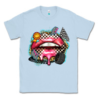 Dusty Blue race lips Classic Tee - Zillion Design Studio