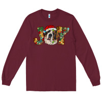 Burgundy Saint Bernard Christmas joy, Long Sleeve Tee - RanaPortraitStore