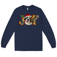 Navy Saint Bernard Christmas joy, Long Sleeve Tee - RanaPortraitStore