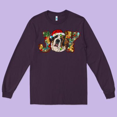 Saint Bernard Christmas Joy, Long Sleeve Tee Designed By Ranaportraitstore
