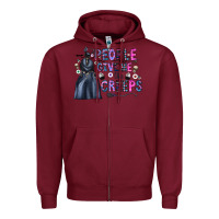 Burgundy people give me the creeps Zipper Hoodie - CowhideDigitalArt