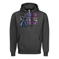 Charcoal Heather people give me the creeps Zipper Hoodie - CowhideDigitalArt