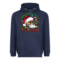 Navy When You're Dead Inside But It's Christmas Hippie Skeleton Santa Heavyweight Hoodie - Artiststas