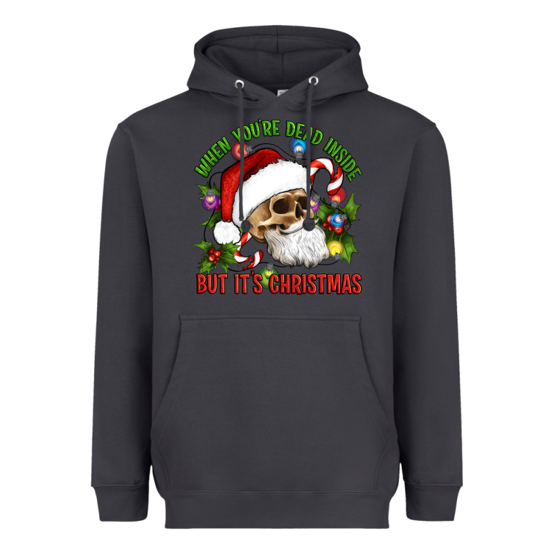 When You're Dead Inside But It's Christmas Hippie Skeleton Santa Heavyweight Hoodie by Artiststas | Teevron