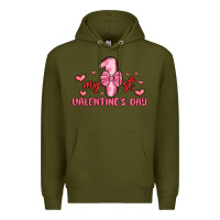 Army Green my first valentines day Premium Hoodie - MaliasSmallBusiness