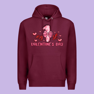 My First Valentines Day Premium Hoodie Designed By Maliassmallbusiness