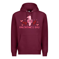 Burgundy my first valentines day Premium Hoodie - MaliasSmallBusiness