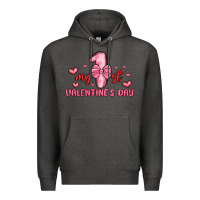 Charcoal Heather my first valentines day Premium Hoodie - MaliasSmallBusiness