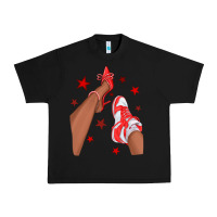 Black Bright Red Afro Girl Sneakers and Heels Urban Heavy Tee - texasbilliewilder