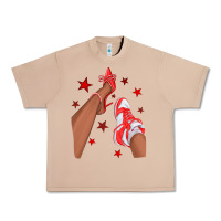 Burro Bright Red Afro Girl Sneakers and Heels Urban Heavy Tee - texasbilliewilder