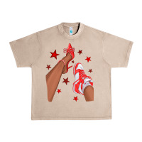 French Oak Bright Red Afro Girl Sneakers and Heels Urban Heavy Tee - texasbilliewilder