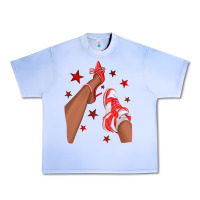Grape Ice Bright Red Afro Girl Sneakers and Heels Urban Heavy Tee - texasbilliewilder