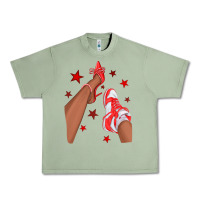 Oil Green Bright Red Afro Girl Sneakers and Heels Urban Heavy Tee - texasbilliewilder