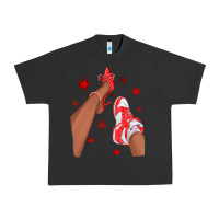 Pigment Black Bright Red Afro Girl Sneakers and Heels Urban Heavy Tee - texasbilliewilder