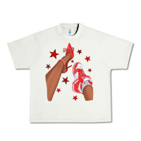 Pistachio Bright Red Afro Girl Sneakers and Heels Urban Heavy Tee - texasbilliewilder