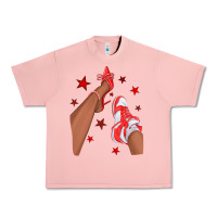Salmon Bright Red Afro Girl Sneakers and Heels Urban Heavy Tee - texasbilliewilder