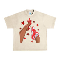 Sandshell Bright Red Afro Girl Sneakers and Heels Urban Heavy Tee - texasbilliewilder