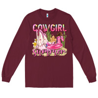 Burgundy cowgirl summer Long Sleeve Tee - texasbilliewilder