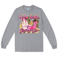 Heather Grey cowgirl summer Long Sleeve Tee - texasbilliewilder