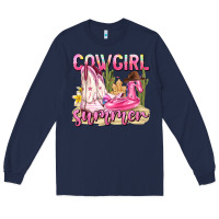 Navy cowgirl summer Long Sleeve Tee - texasbilliewilder