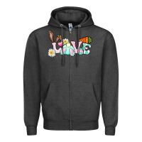 Charcoal Heather Love Easter bunny Easter Day Zipper Hoodie - CowGirlArtShop