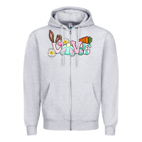 Heather Grey Love Easter bunny Easter Day Zipper Hoodie - CowGirlArtShop