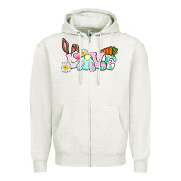 Oatmeal Heather Love Easter bunny Easter Day Zipper Hoodie - CowGirlArtShop