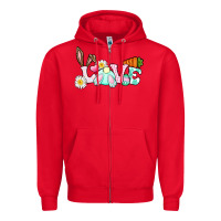 Red Love Easter bunny Easter Day Zipper Hoodie - CowGirlArtShop