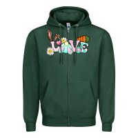 Sports Green Love Easter bunny Easter Day Zipper Hoodie - CowGirlArtShop