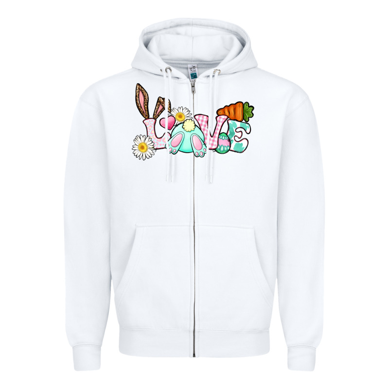 Love Easter Bunny Easter Day Zipper Hoodie by CowGirlArtShop | Teevron