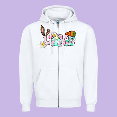 Love Easter Bunny Easter Day Zipper Hoodie Designed By Cowgirlartshop