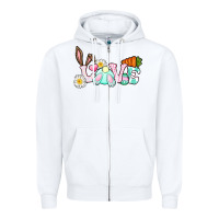 White Love Easter bunny Easter Day Zipper Hoodie - CowGirlArtShop