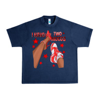 Navy Bright Red I Have Two Moods Afro Girl Sneakers Urban Heavy Tee - texasbilliewilder