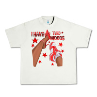 Pistachio Bright Red I Have Two Moods Afro Girl Sneakers Urban Heavy Tee - texasbilliewilder