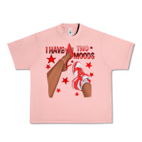 Salmon Bright Red I Have Two Moods Afro Girl Sneakers Urban Heavy Tee - texasbilliewilder
