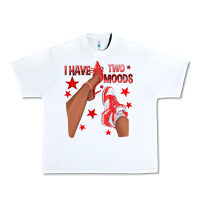 Bright Red I Have Two Moods Afro Girl Sneakers Urban Heavy Tee | Teevron