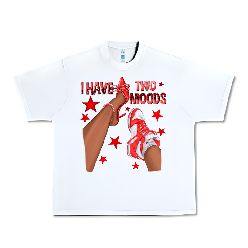 Bright Red I Have Two Moods Afro Girl Sneakers Urban Heavy Tee by texasbilliewilder | Teevron