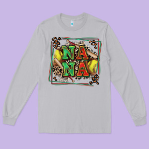 Softball Nana With Leopard Long Sleeve Tee Designed By Zillion Design Studio