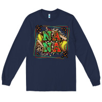Navy softball nana with leopard Long Sleeve Tee - Zillion Design Studio